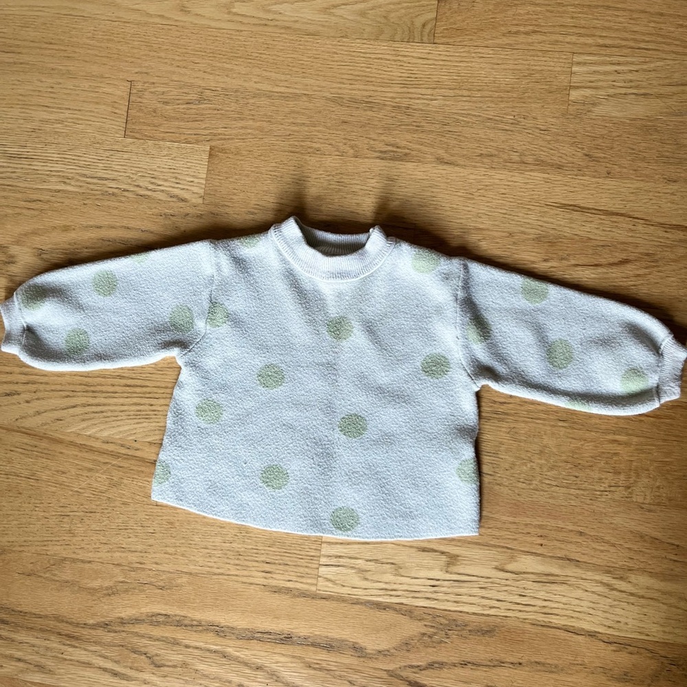 Zara Kids Knit Polka Dot Sweater - Green